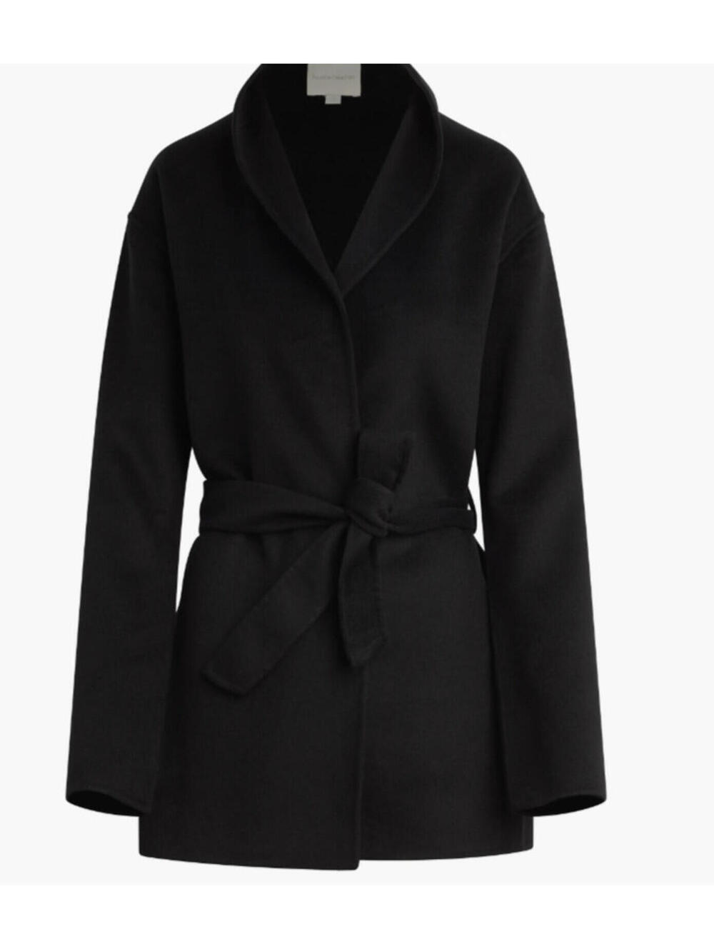 NEW, Favorite Daughter The Jasper Wool Blend Wrap Coat in Black Sz L #W184
